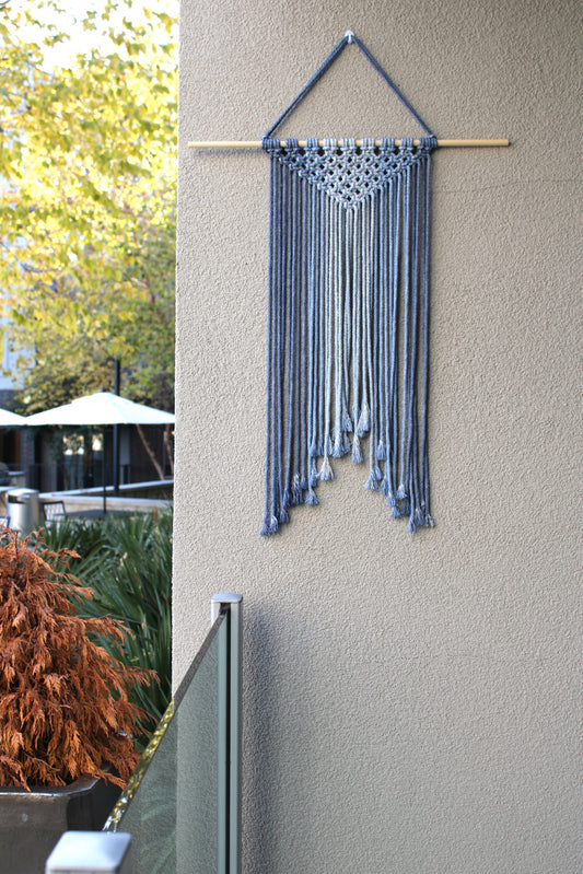 Minimalist wall hanging, Ombre Royal Blue tapestry