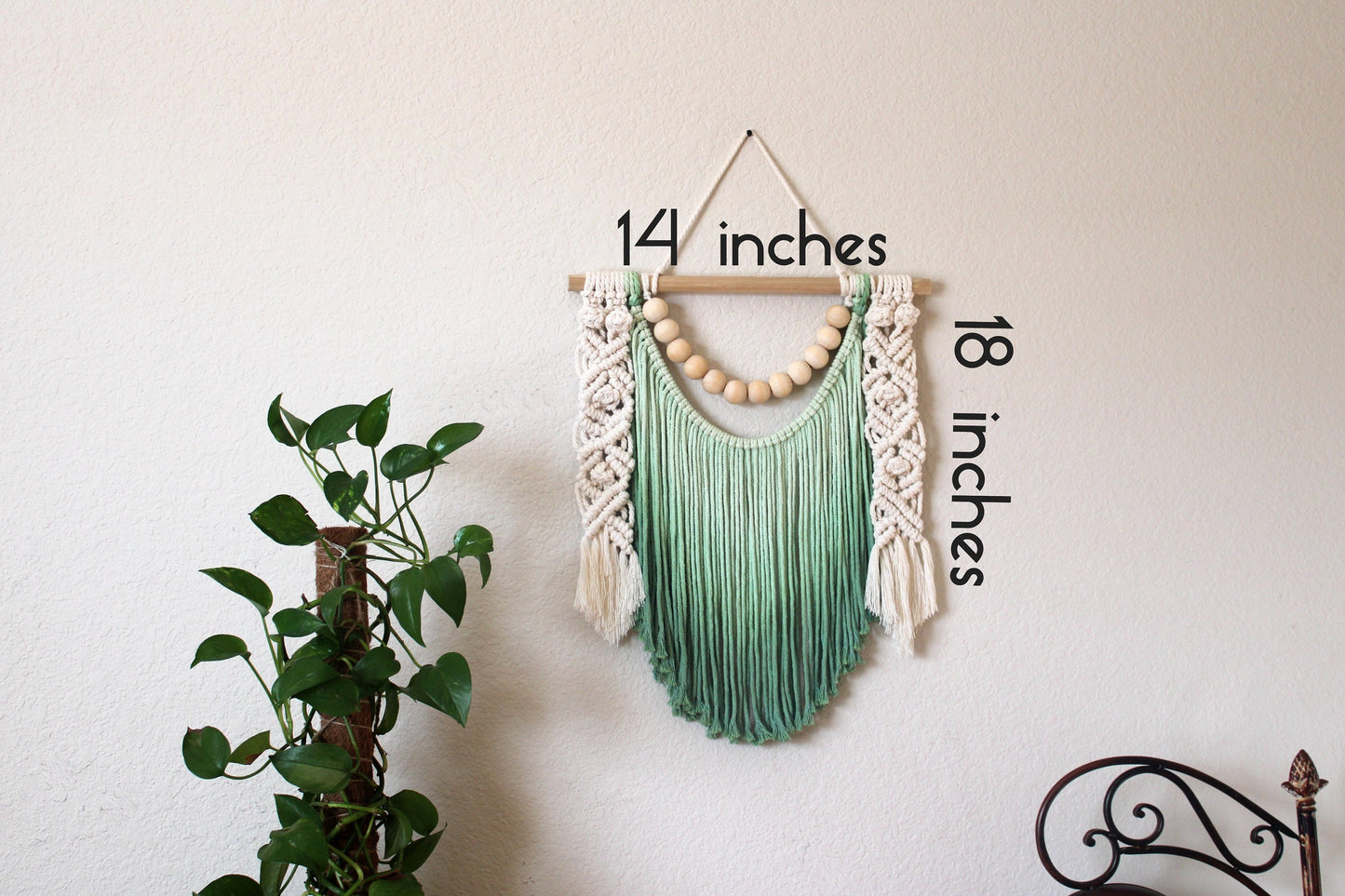Ombre handmade beaded Macrame wall hanging