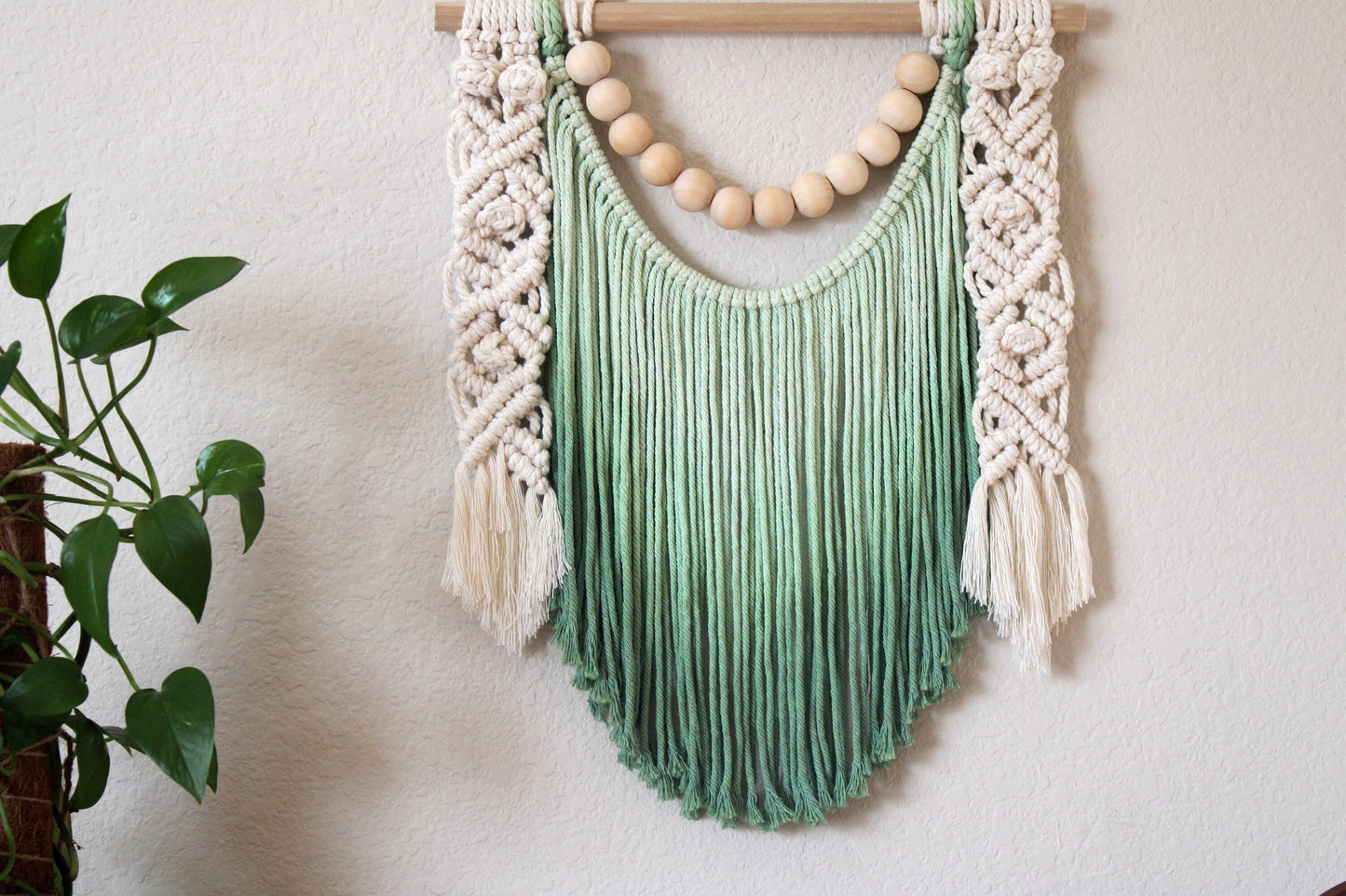 Ombre handmade beaded Macrame wall hanging