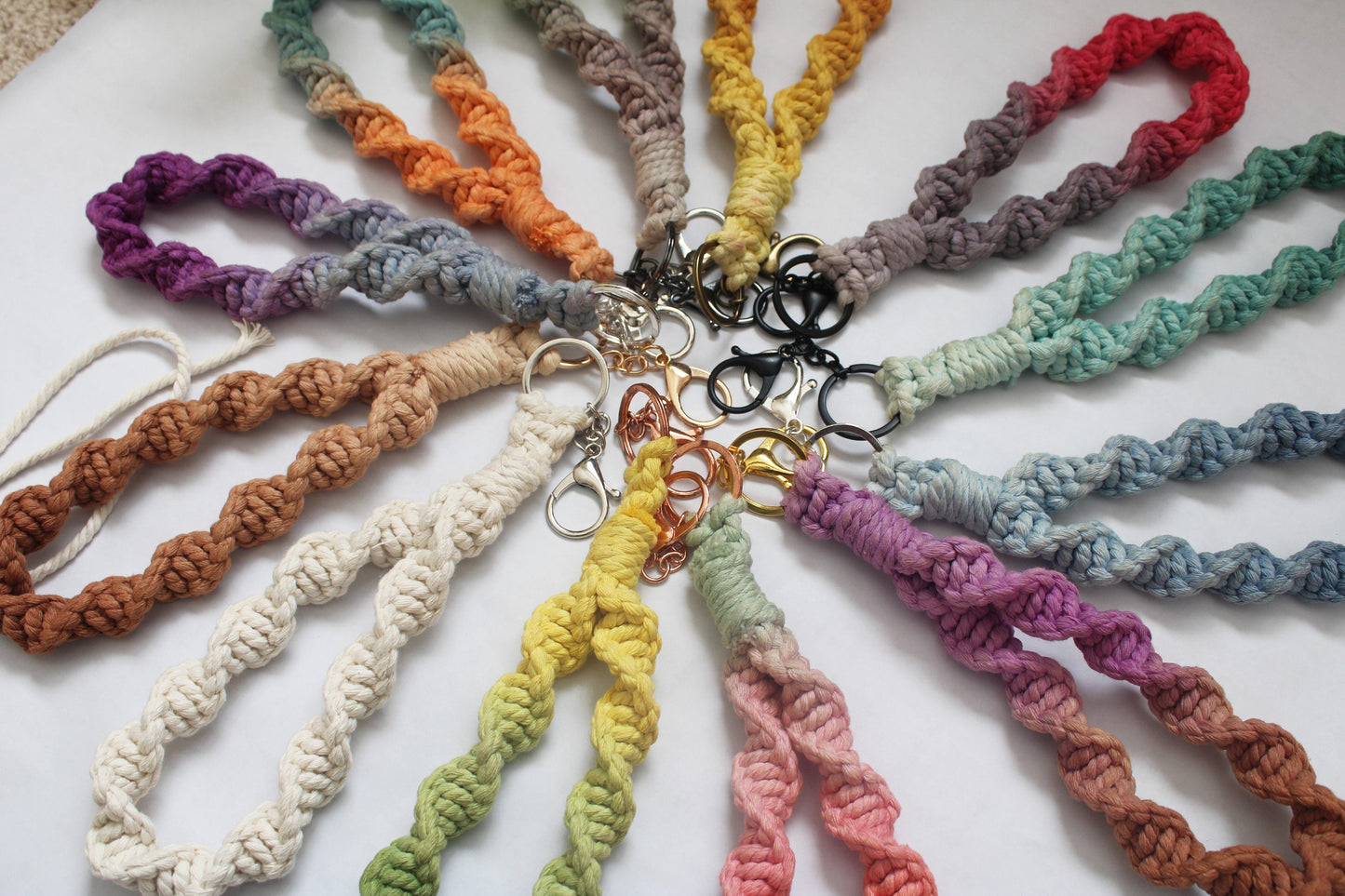Handmade ombre dip dyed Macrame Wristlet Keychain