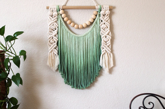Ombre handmade beaded Macrame wall hanging