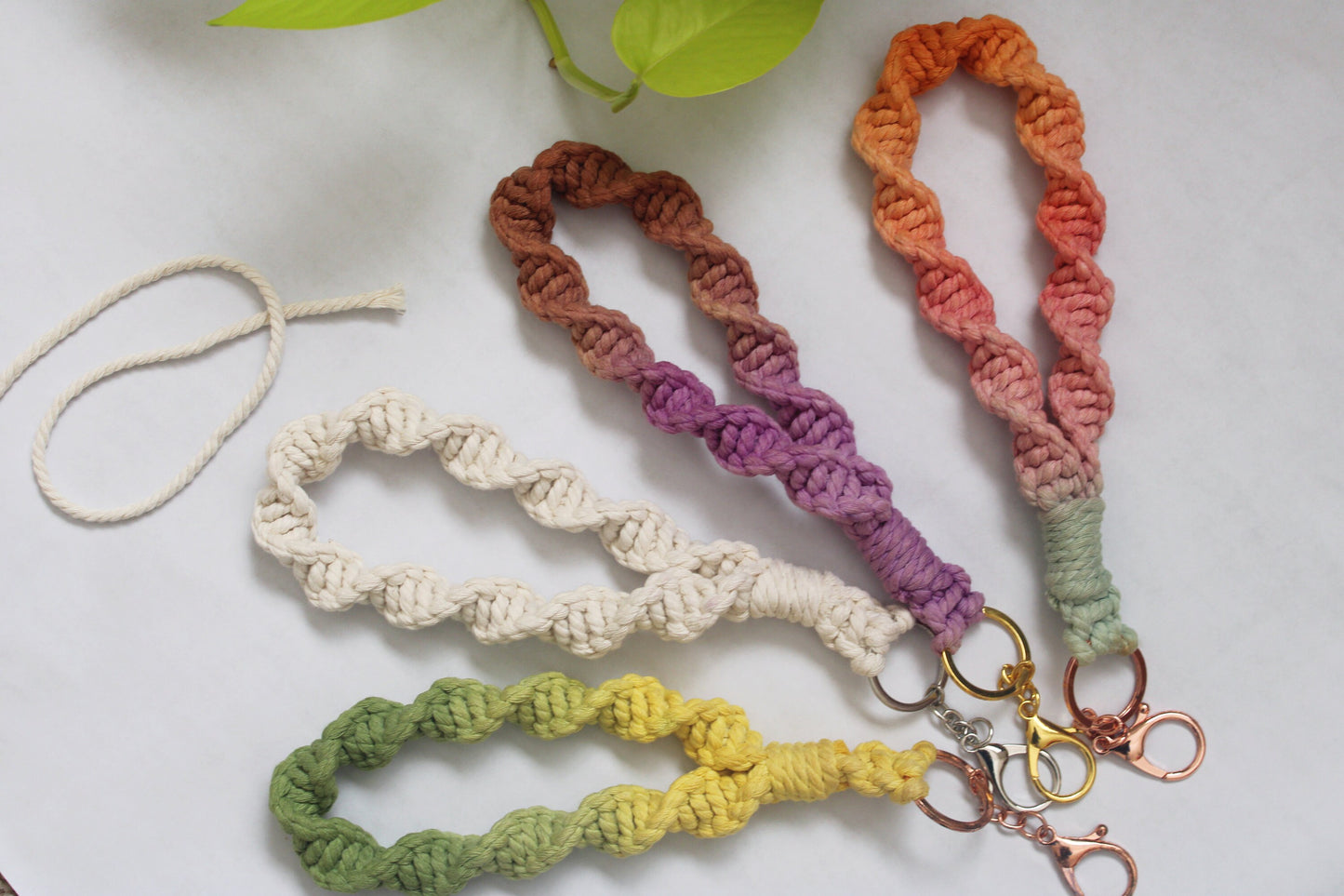Handmade ombre dip dyed Macrame Wristlet Keychain