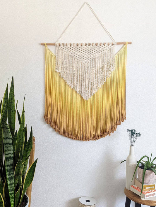 Handmade Macrame wall hanging in Sunshine Yellow