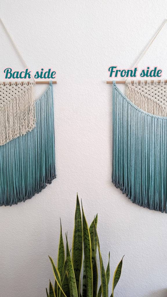 Handmade Macrame wall hanging in Ombre Teal Color