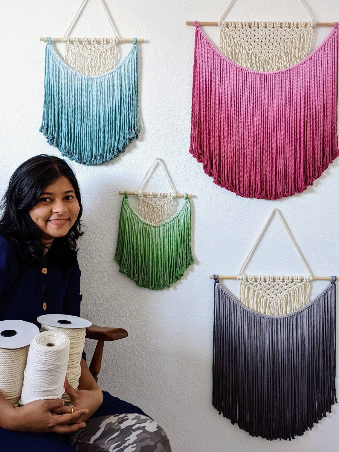 Customizable Boho wall hanging in Ombre Colors