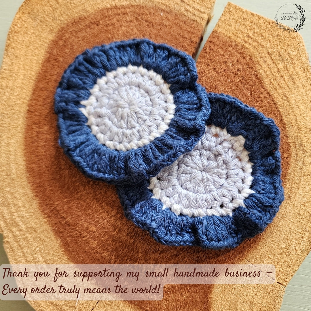 Cotton Car Coasters 2pc | Washable Handmade Ruffled Crochet Car Gift