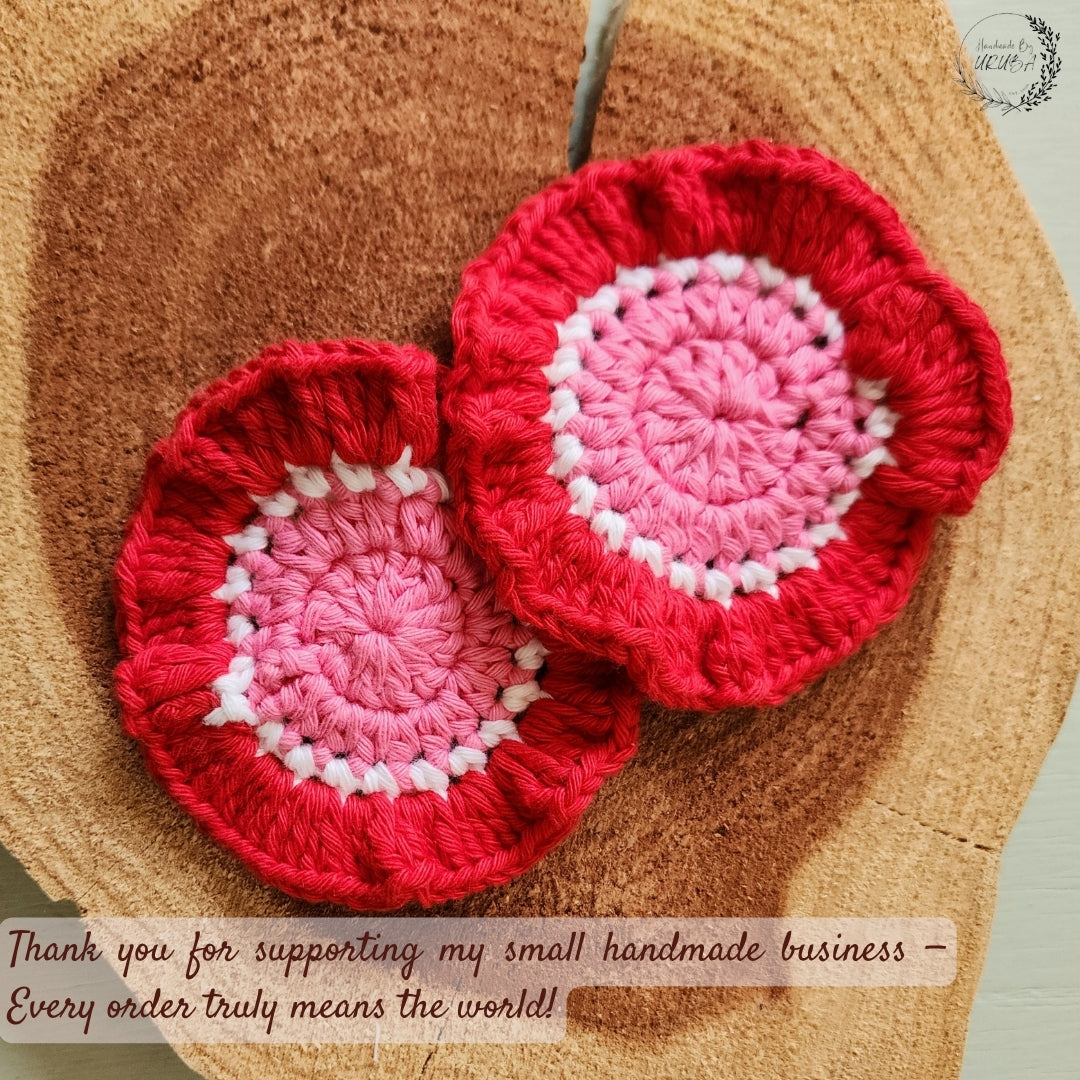 Cotton Car Coasters 2pc | Washable Handmade Ruffled Crochet Car Gift