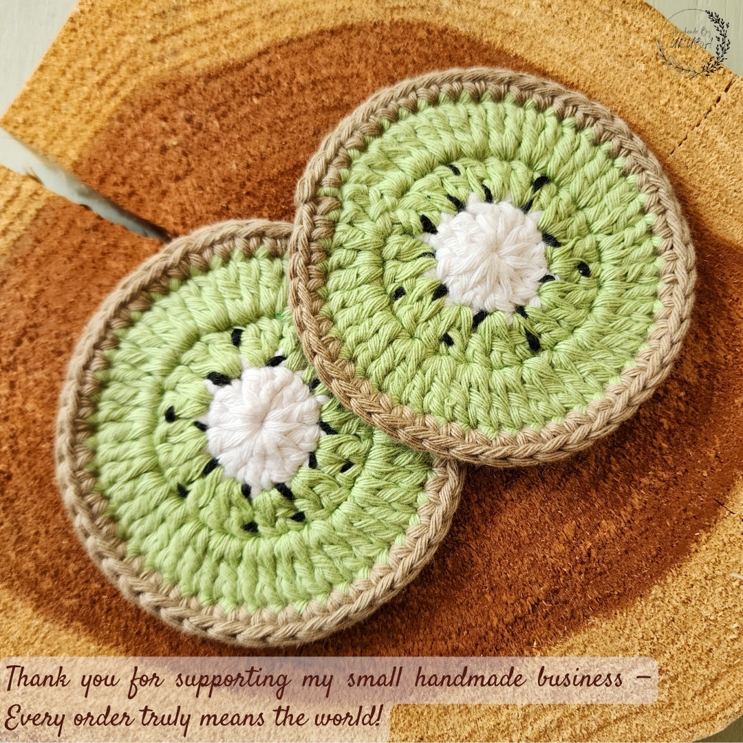 Set of 2 Car Coasters | Handwoven Crochet Cotton Fruit Car Coaster Set