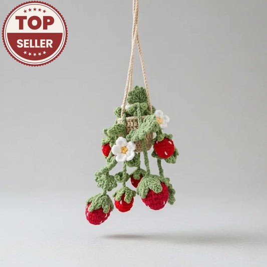 Boho Crochet Strawberry Car Charm | Pack of 3 - $10 each | WHOLESALE
