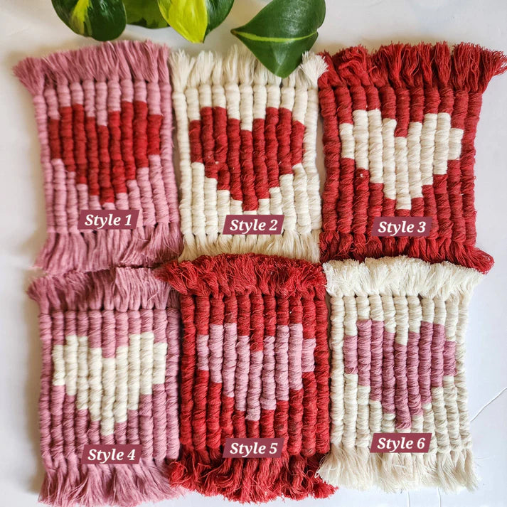 Cotton Heart Coasters | Valentines Day Boho Decor