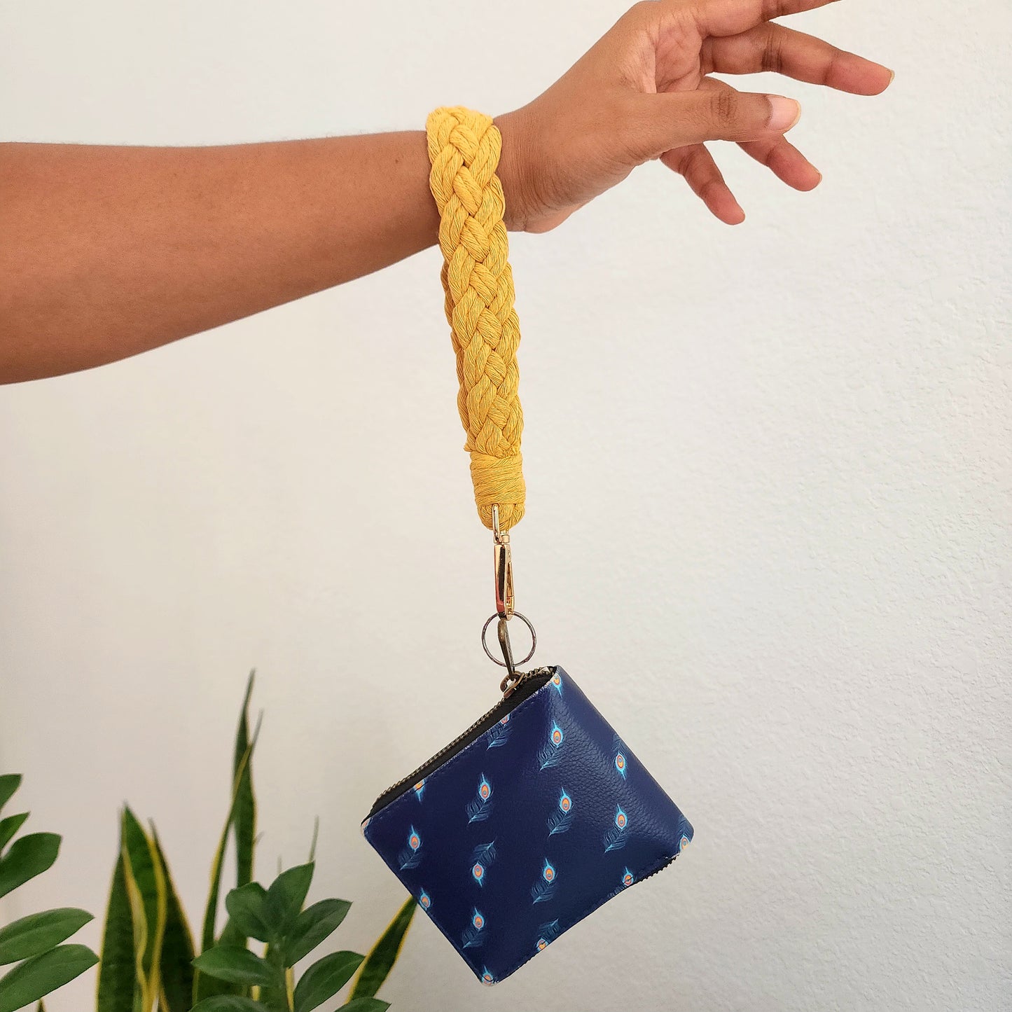 Handmade Braided Wristlet for Keys and Wallets, Cotton Keychain/Lanyard/Fob Holder