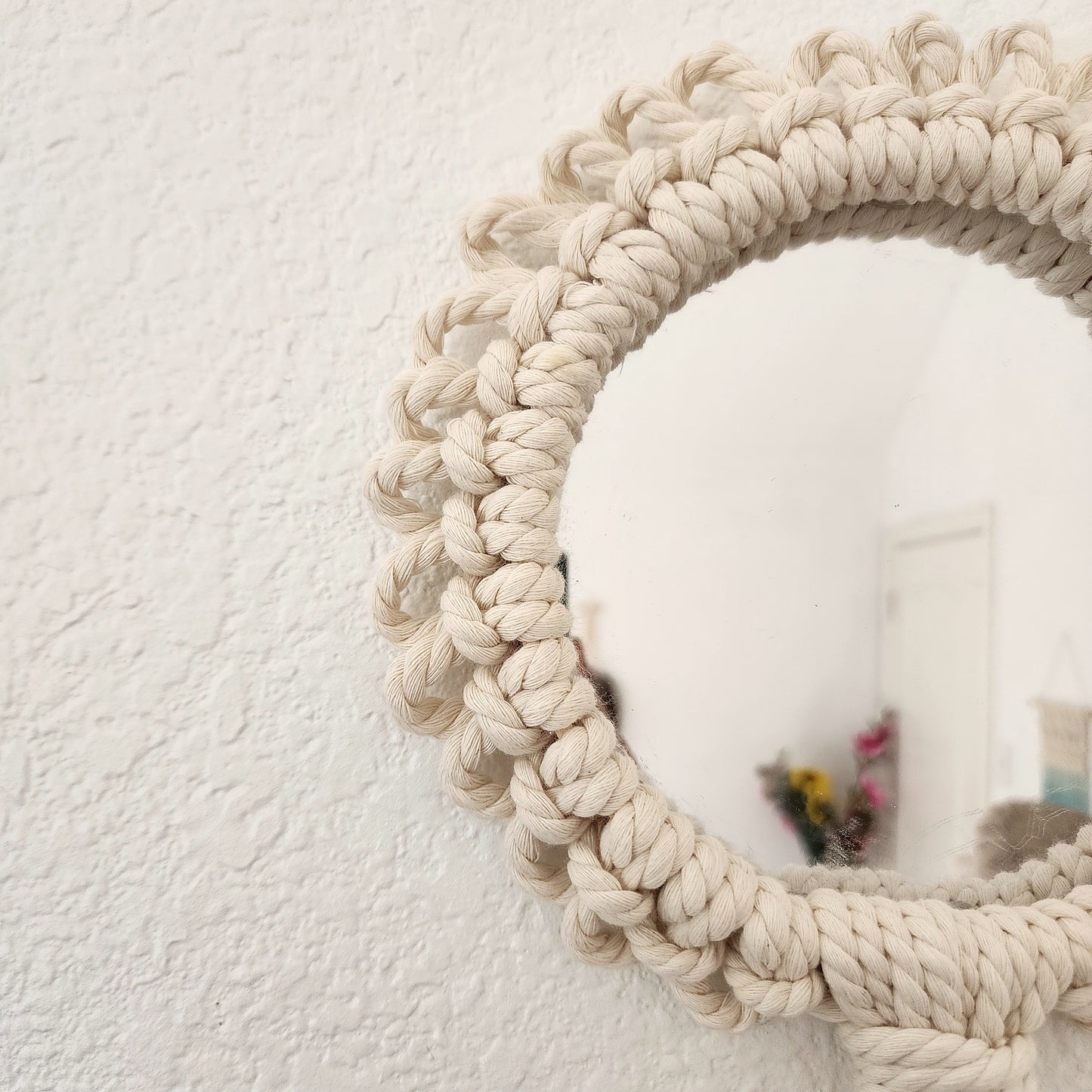 Handmade Macrame Mandala Wall Hanging with mirror, Round Boho Wall Art with tassels, Home Décor Gifts for Women