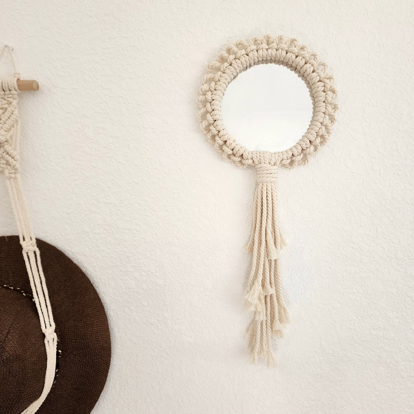 Handmade Macrame Mandala Wall Hanging with mirror, Round Boho Wall Art with tassels, Home Décor Gifts for Women