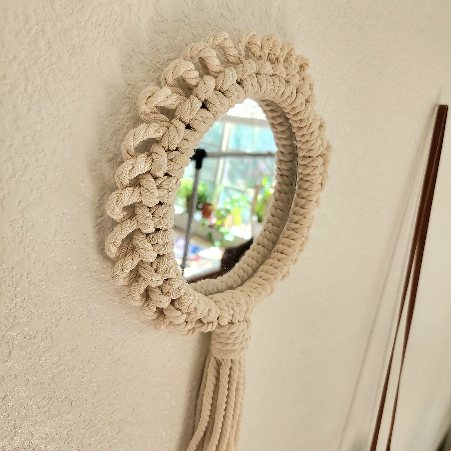 Handmade Macrame Mandala Wall Hanging with mirror, Round Boho Wall Art with tassels, Home Décor Gifts for Women