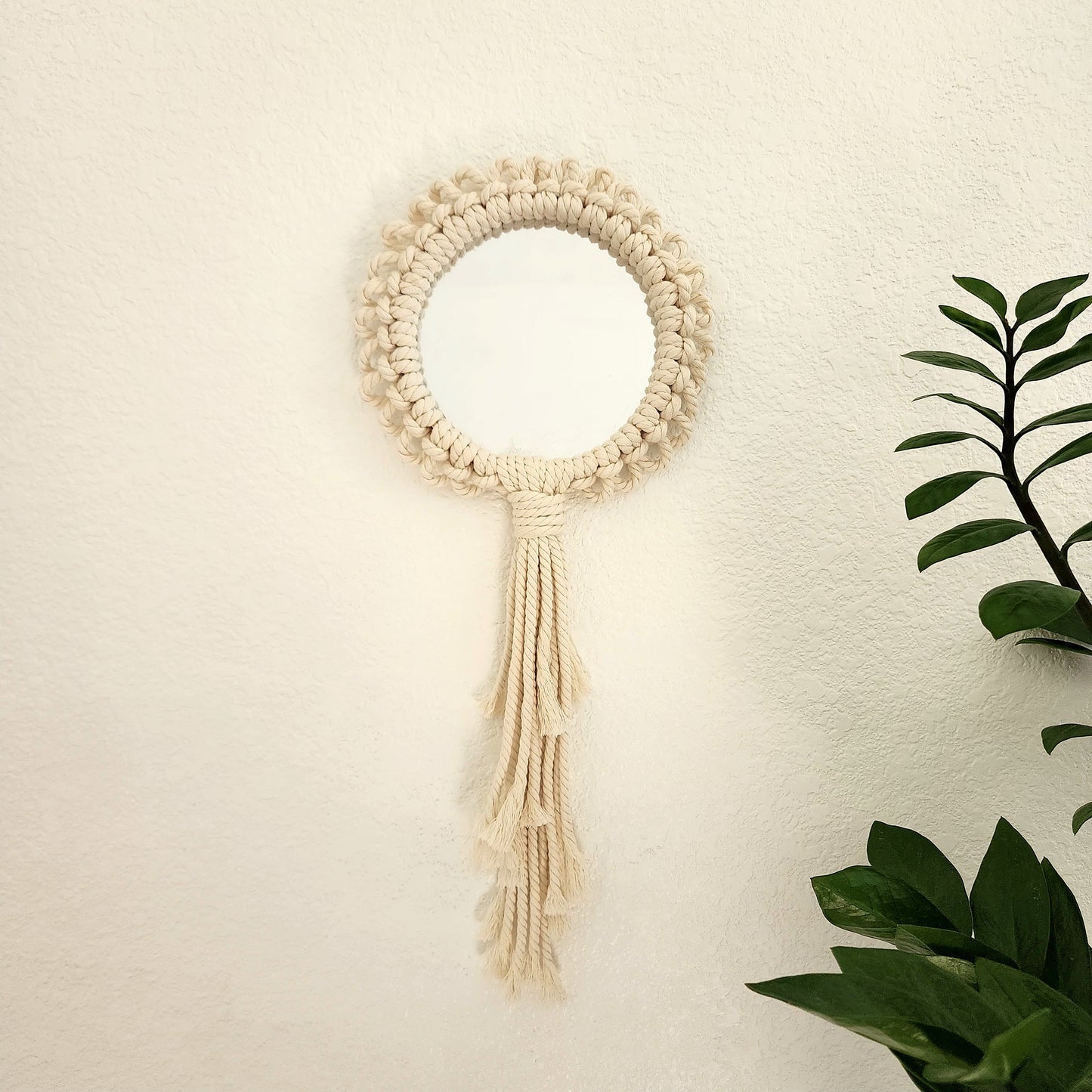 Handmade Macrame Mandala Wall Hanging with mirror, Round Boho Wall Art with tassels, Home Décor Gifts for Women