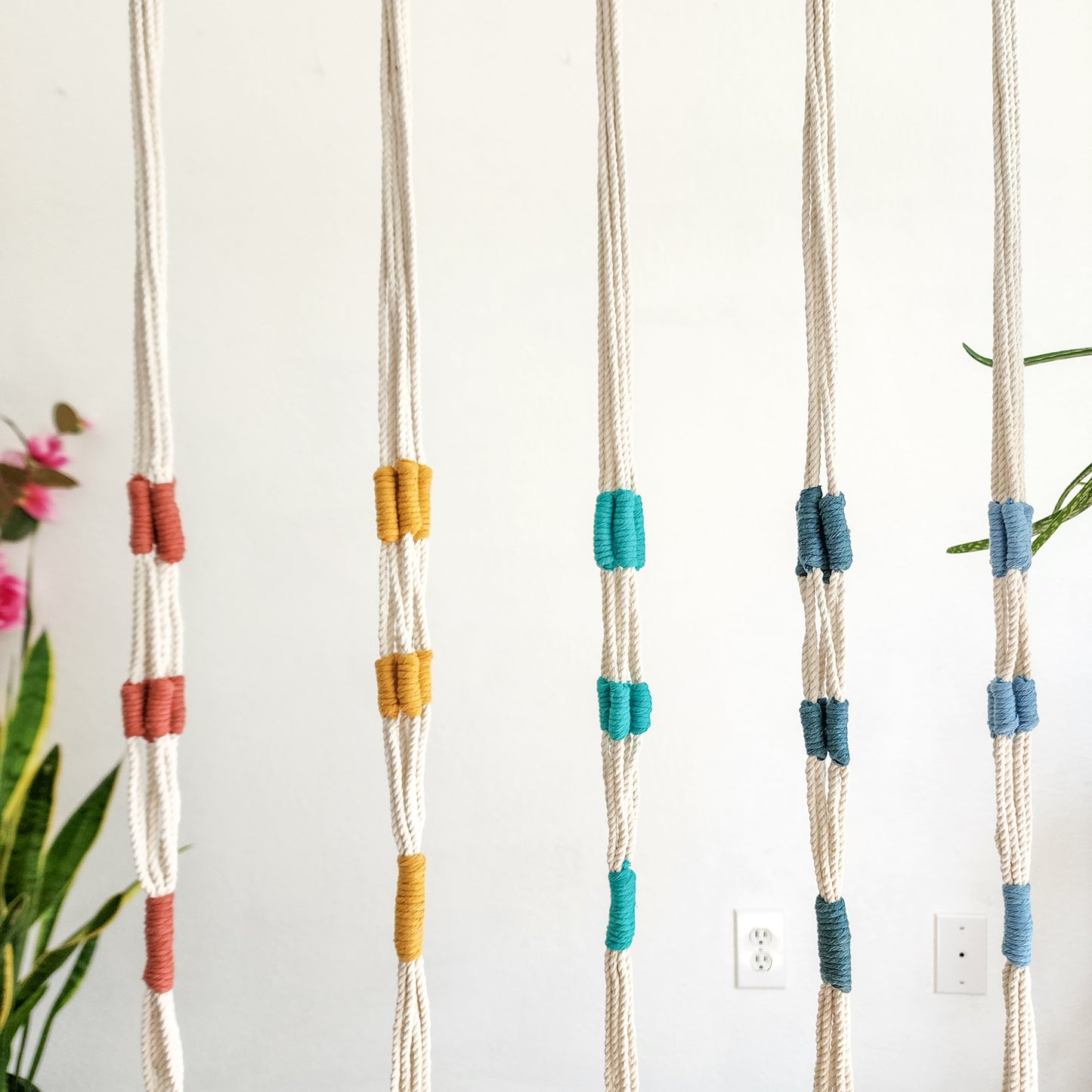 Color Block Plant Hangers, Handmade Macrame Plant Accessory