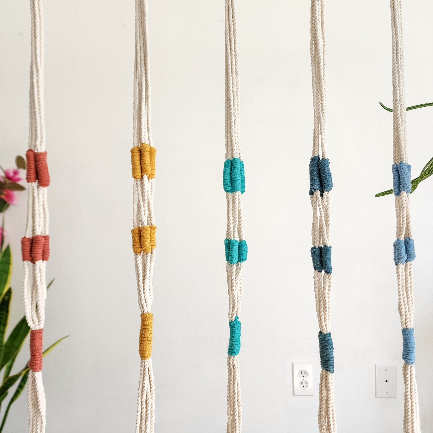 Color Block Plant Hangers, Handmade Macrame Plant Accessory