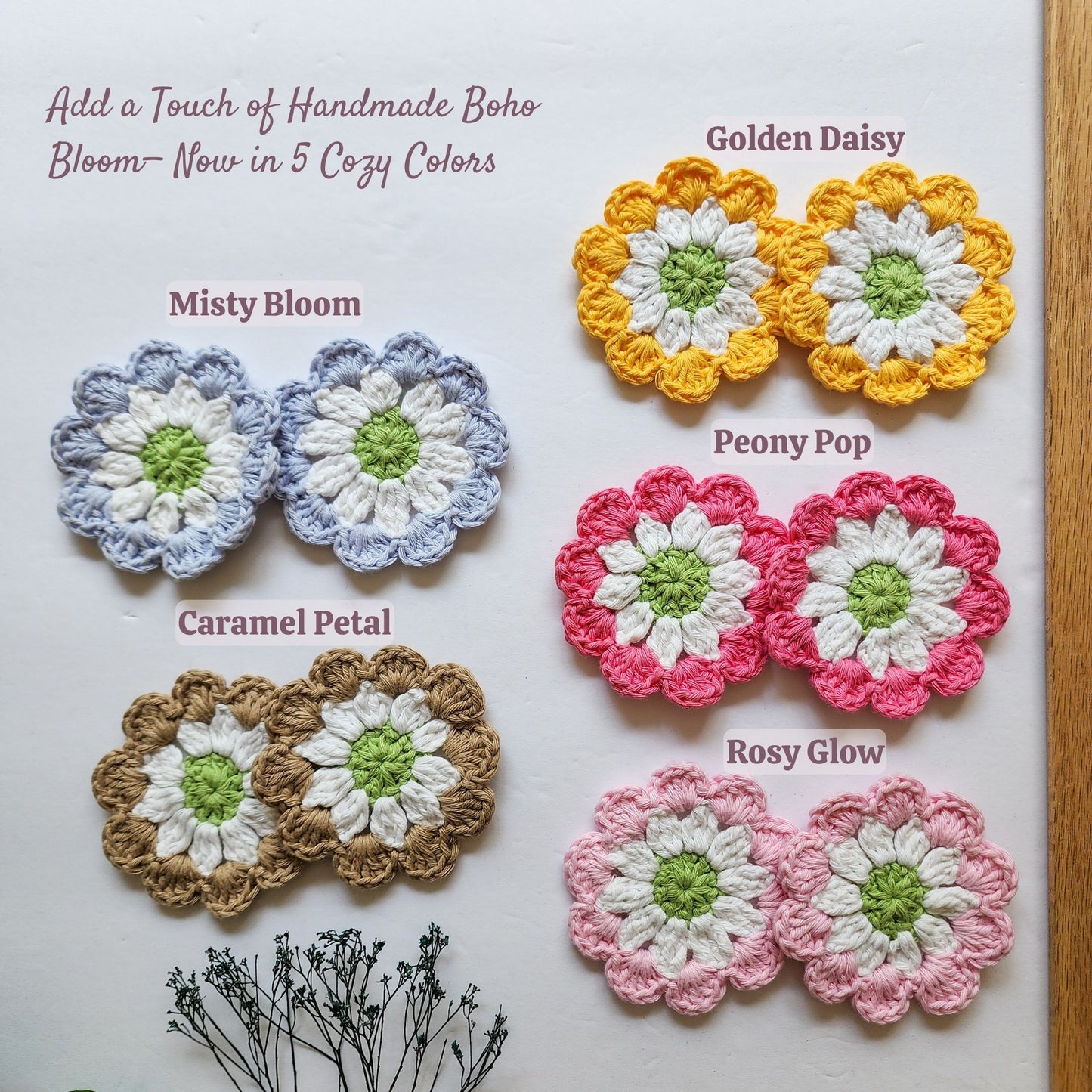 Cotton Car Coasters 2pc | Washable Handmade Floral Crochet Car Gifts