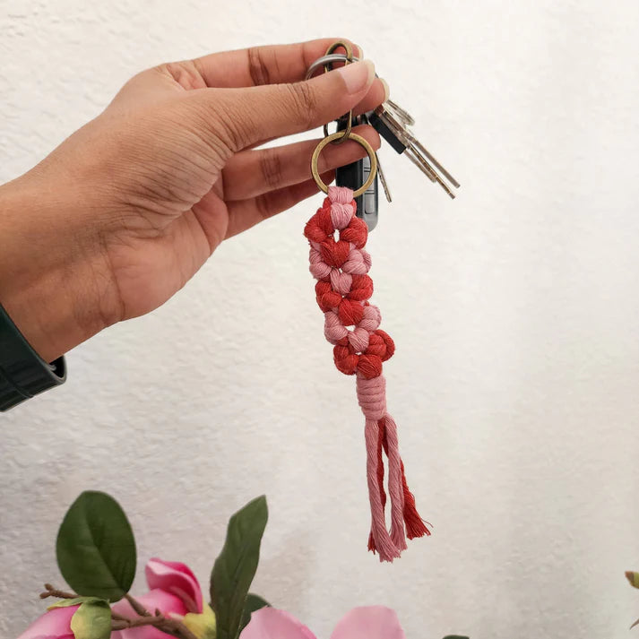 Handmade Boho Keychain with mini heart– Valentine's Day Gift