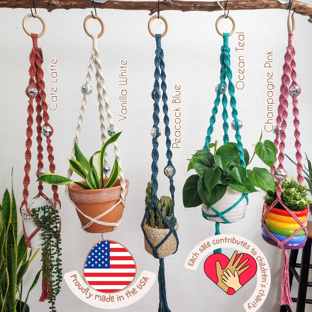 Handmade Macrame Disco Ball Plant Hanger