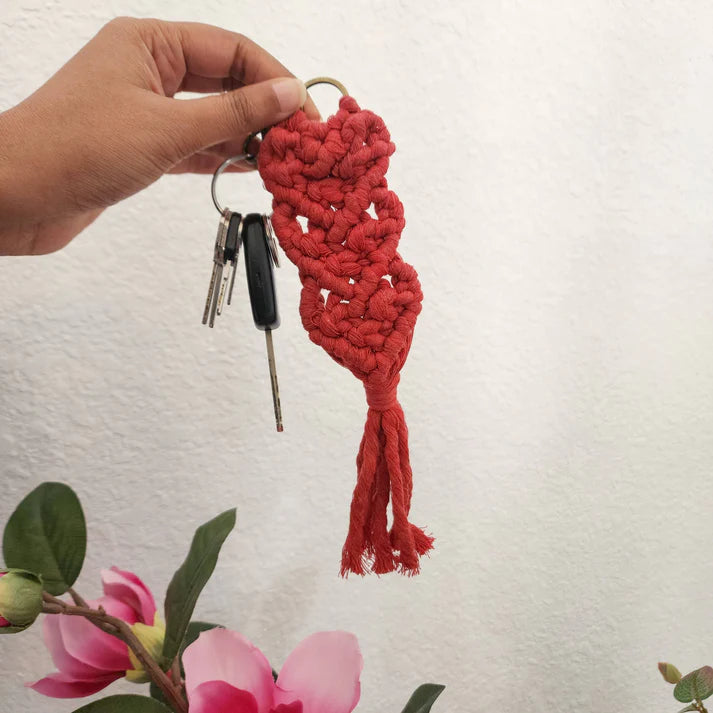 Handmade Boho Keychain with tassels – Valentine's Day Gift