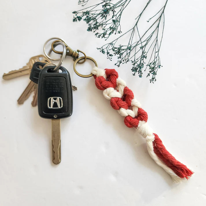 Handmade Boho Keychain with mini heart– Valentine's Day Gift