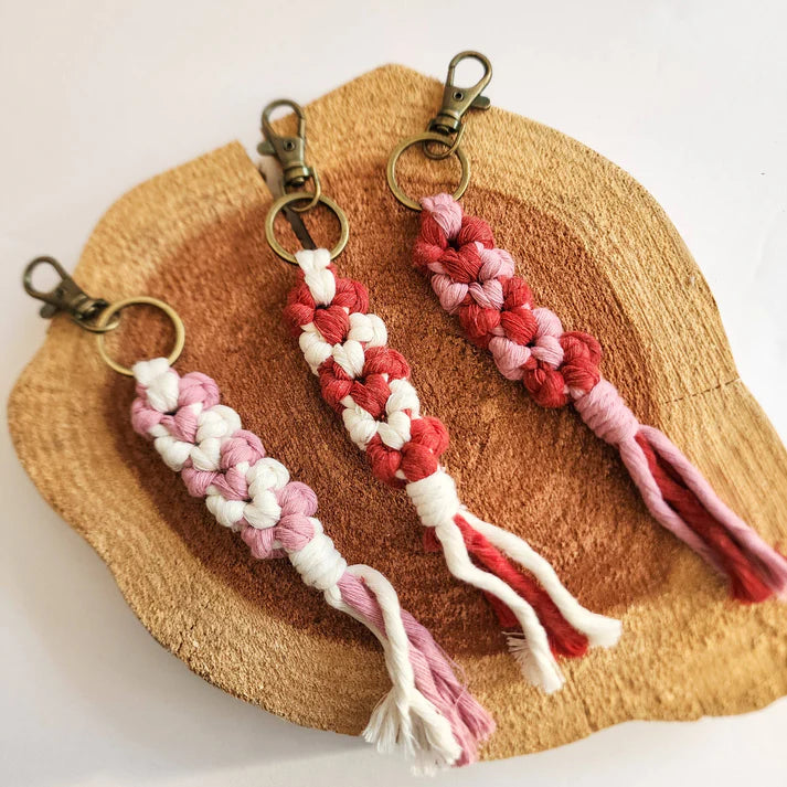 Handmade Boho Keychain with mini heart– Valentine's Day Gift