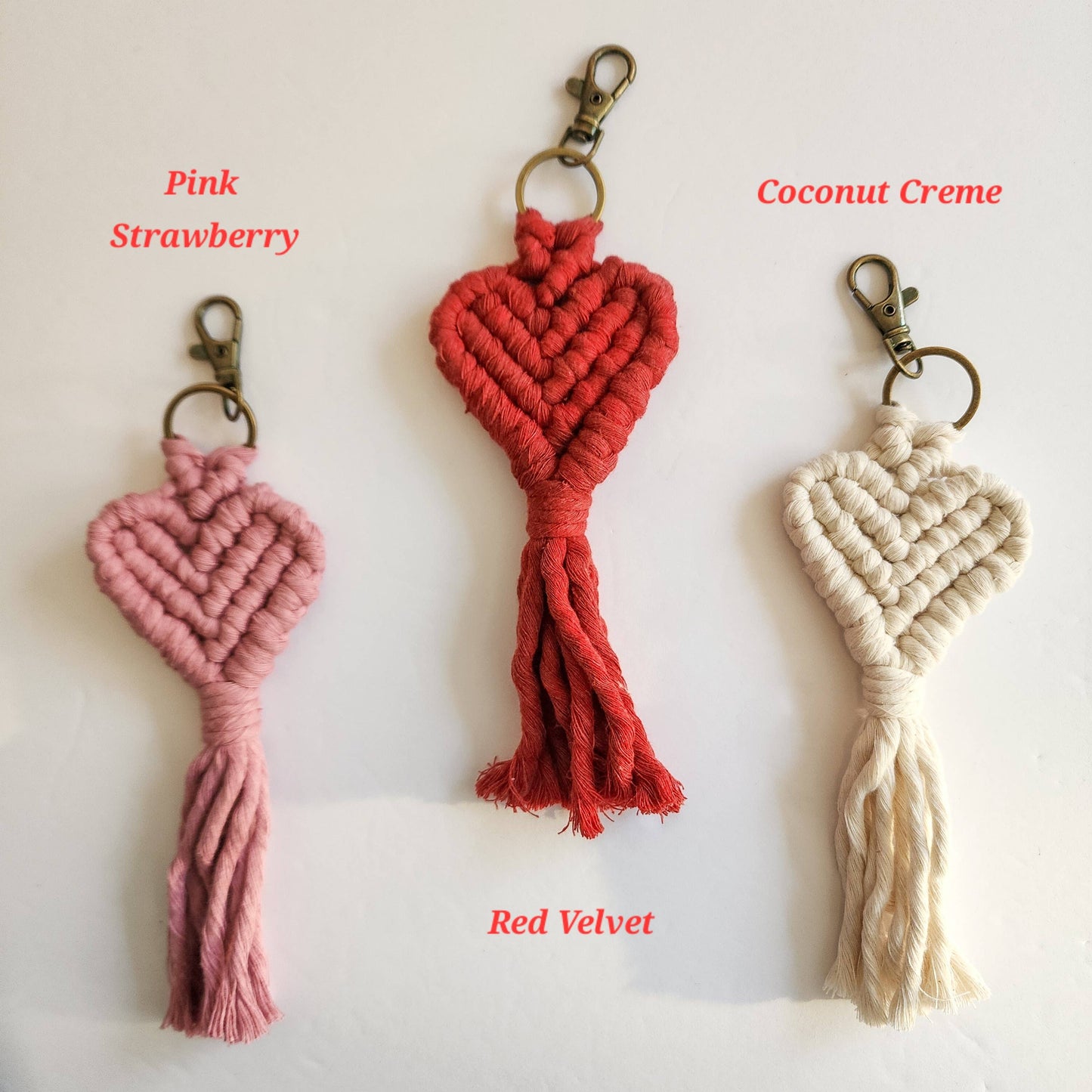 Handwoven Heart Keychain, Boho Macrame– Valentine's Day Gift