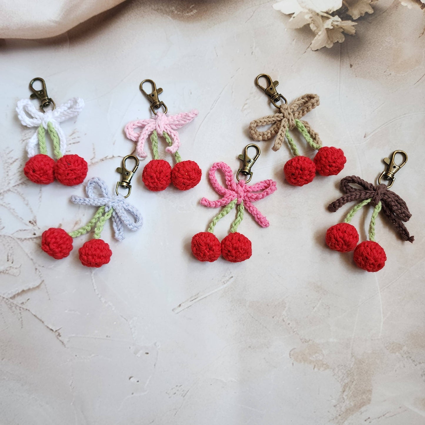 Handmade Crochet Cherry Keychain | Fruit-Inspired Charm
