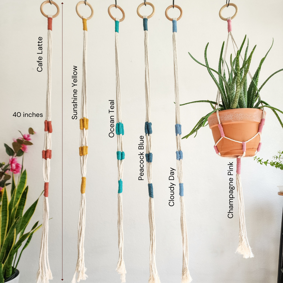 Color Block Plant Hangers, Handmade Macrame Plant Accessory