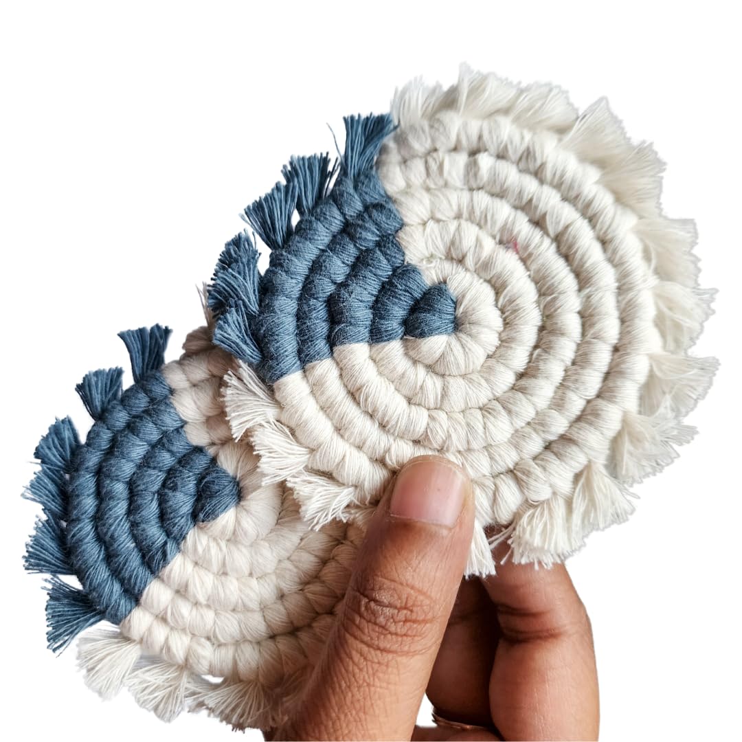 Cotton Car Coasters 2pc Car Cup Coasters Cute car Accessories for Women car Coaster for Cup Holders (Blue Lagoon)