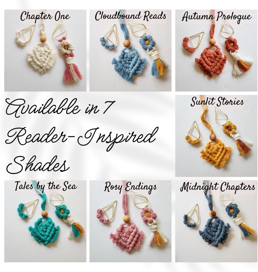 Set of 3 Whimsical Bookmark | Book tabs Classroom Must Haves Crochet Flower Bookmark Paper Clips Bullet Journal Tassels for Bookmarks Cute Things Teacher Must Haves