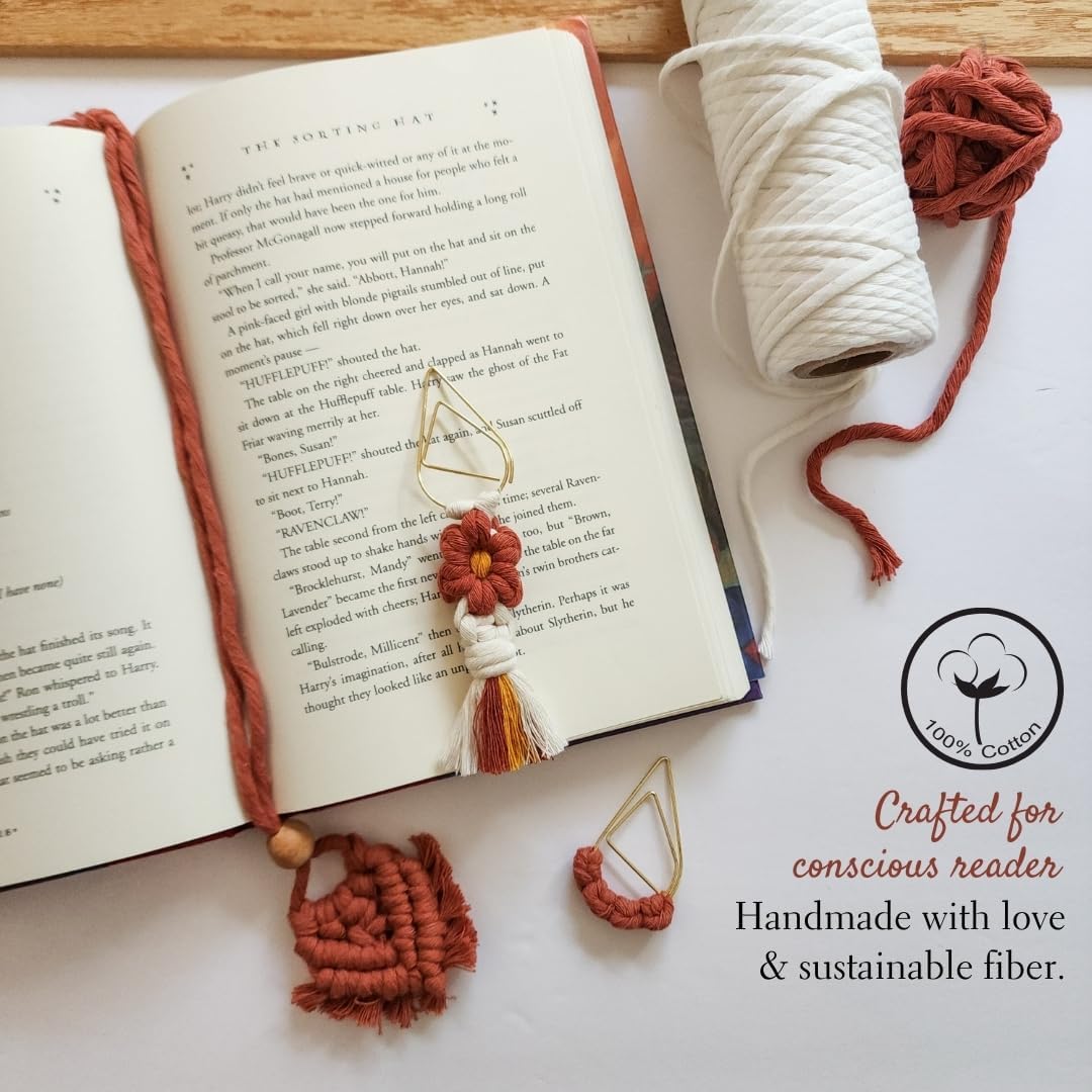 Set of 3 Whimsical Bookmark | Book tabs Classroom Must Haves Crochet Flower Bookmark Paper Clips Bullet Journal Tassels for Bookmarks Cute Things Teacher Must Haves