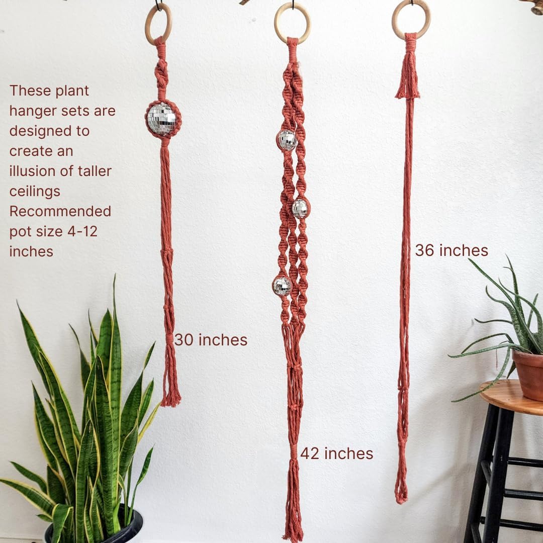 macrame plant hanger set Set of 3 Macrame Plant Hangers