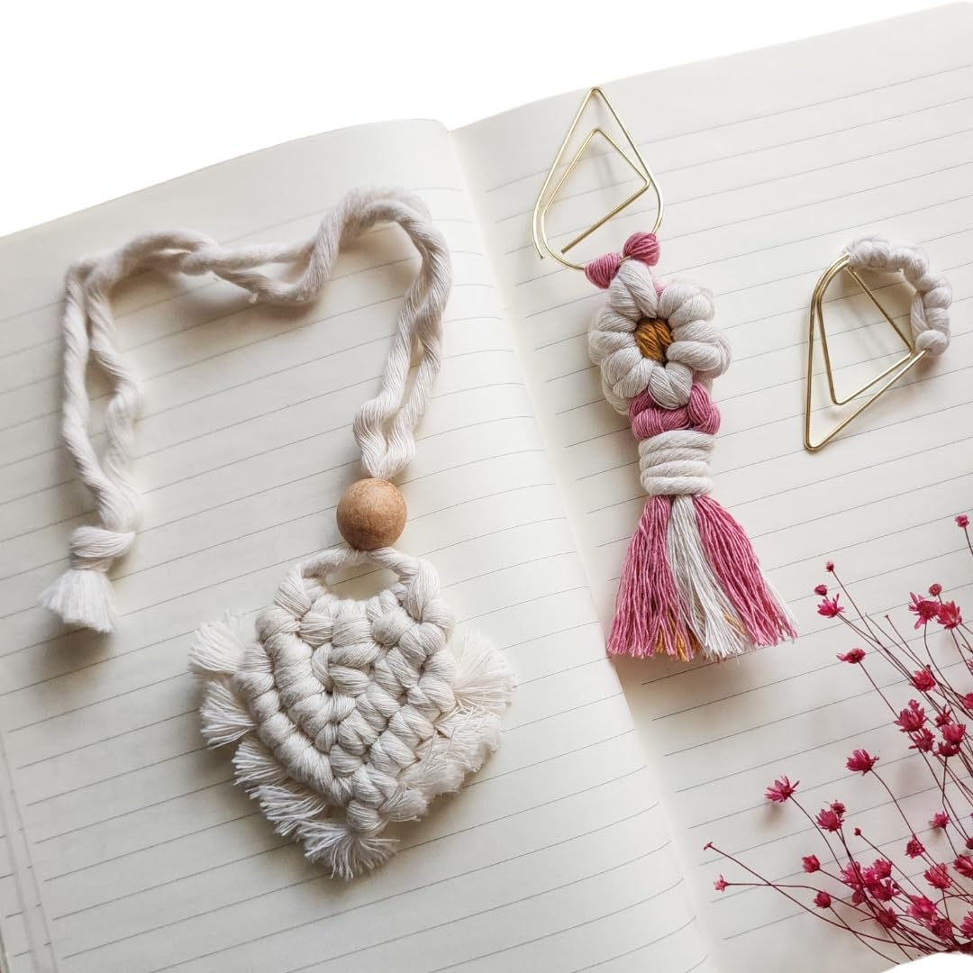 Set of 3 Whimsical Bookmark | Book tabs Classroom Must Haves Crochet Flower Bookmark Paper Clips Bullet Journal Tassels for Bookmarks Cute Things Teacher Must Haves