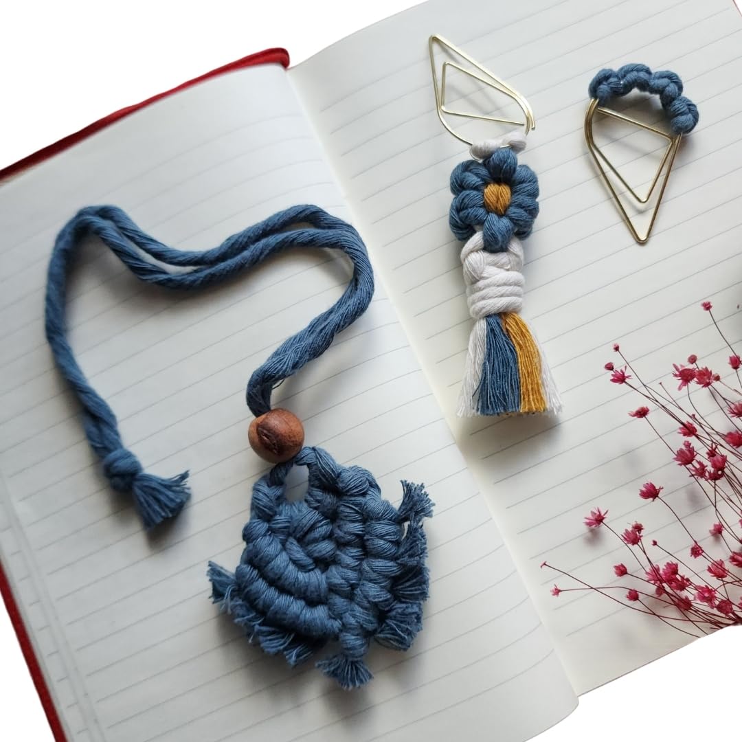 Set of 3 Whimsical Bookmark | Book tabs Classroom Must Haves Crochet Flower Bookmark Paper Clips Bullet Journal Tassels for Bookmarks Cute Things Teacher Must Haves