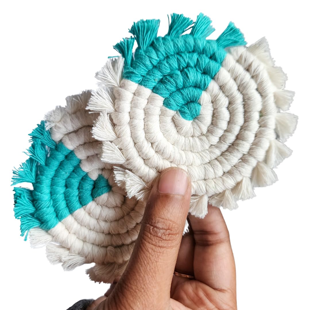 Cotton Car Coasters 2pc Car Cup Coasters Cute car Accessories for Women car Coaster for Cup Holders (Blue Lagoon)