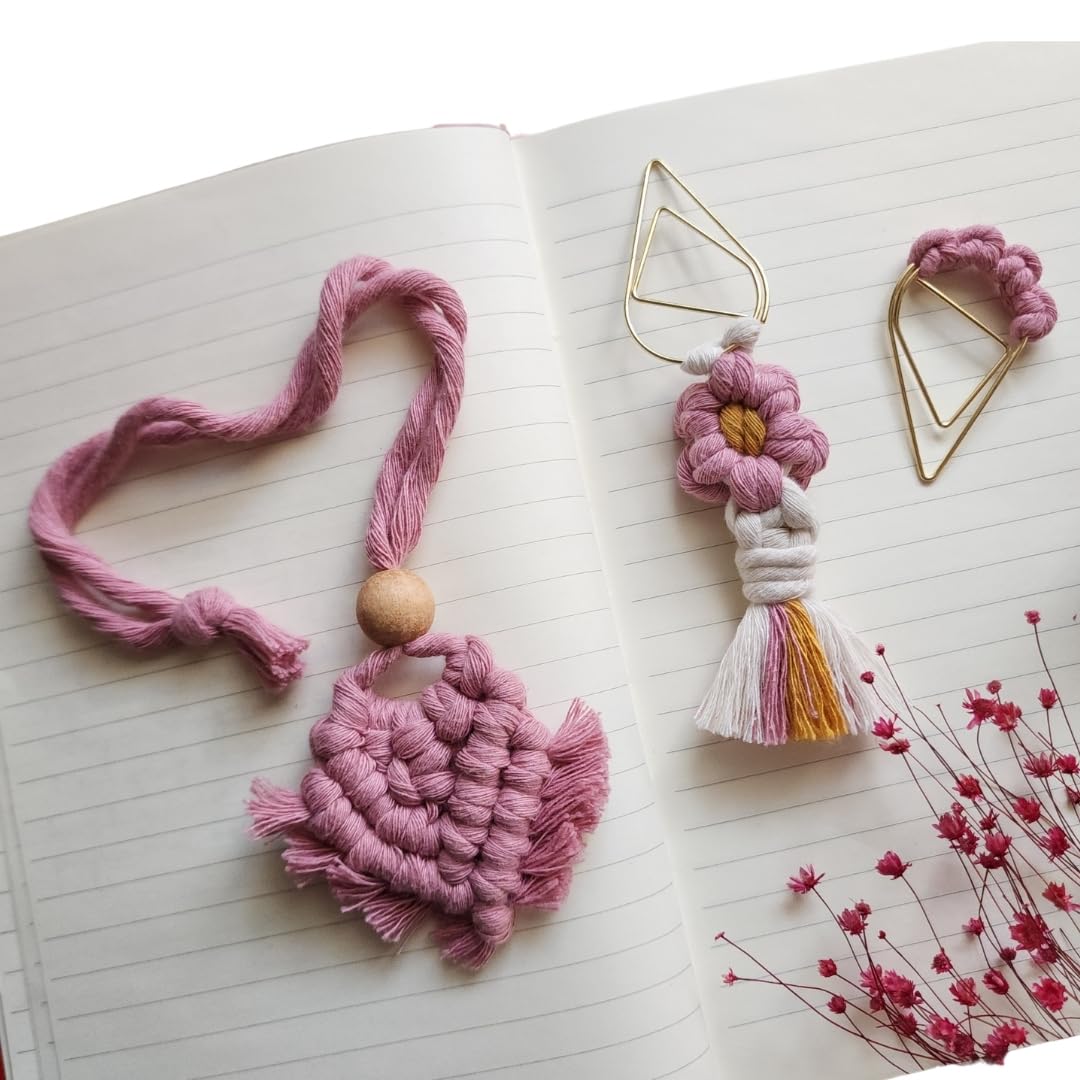 Set of 3 Whimsical Bookmark | Book tabs Classroom Must Haves Crochet Flower Bookmark Paper Clips Bullet Journal Tassels for Bookmarks Cute Things Teacher Must Haves