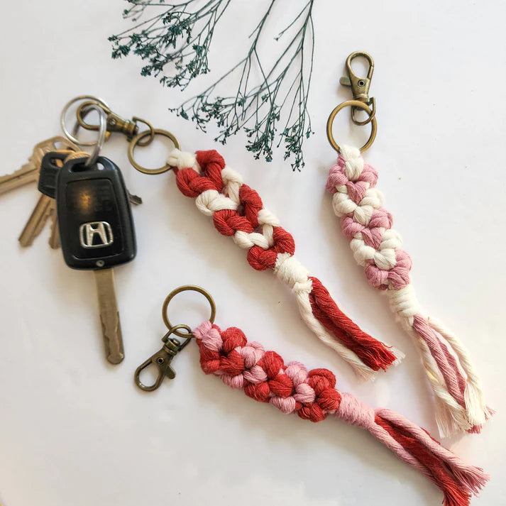 Handmade Boho Keychain with mini heart– Valentine's Day Gift