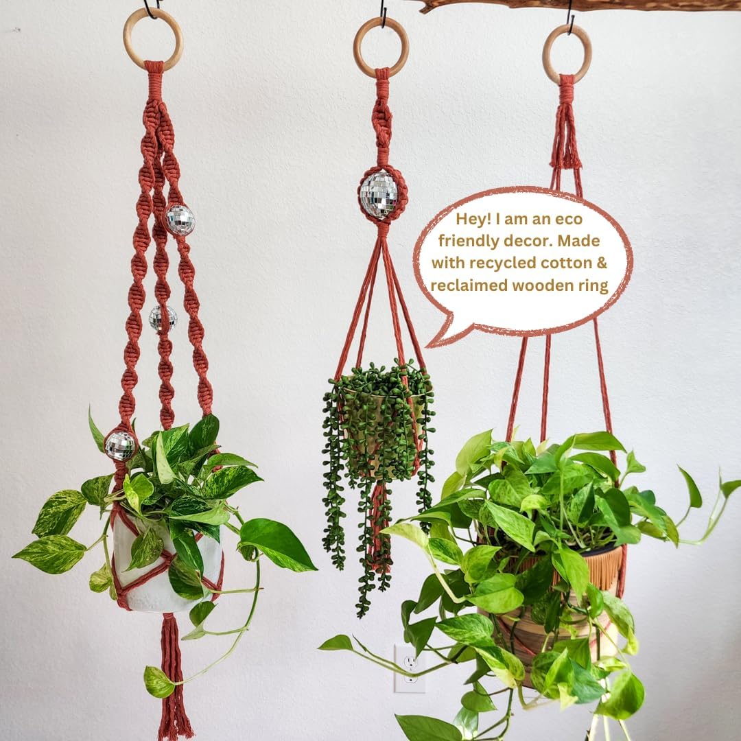 macrame plant hanger set Set of 3 Macrame Plant Hangers