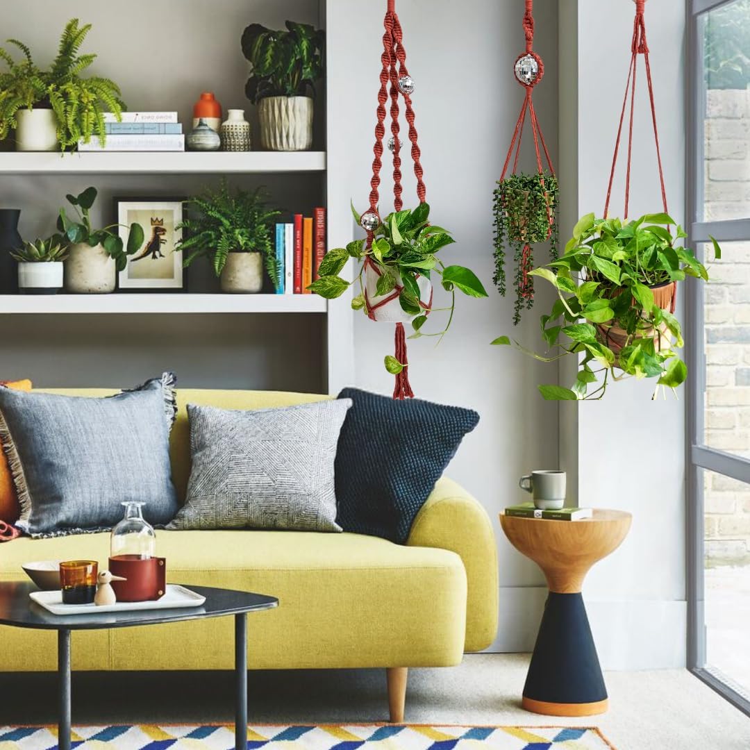 boho plant stand indoor Set of 3 Macrame Plant Hangers