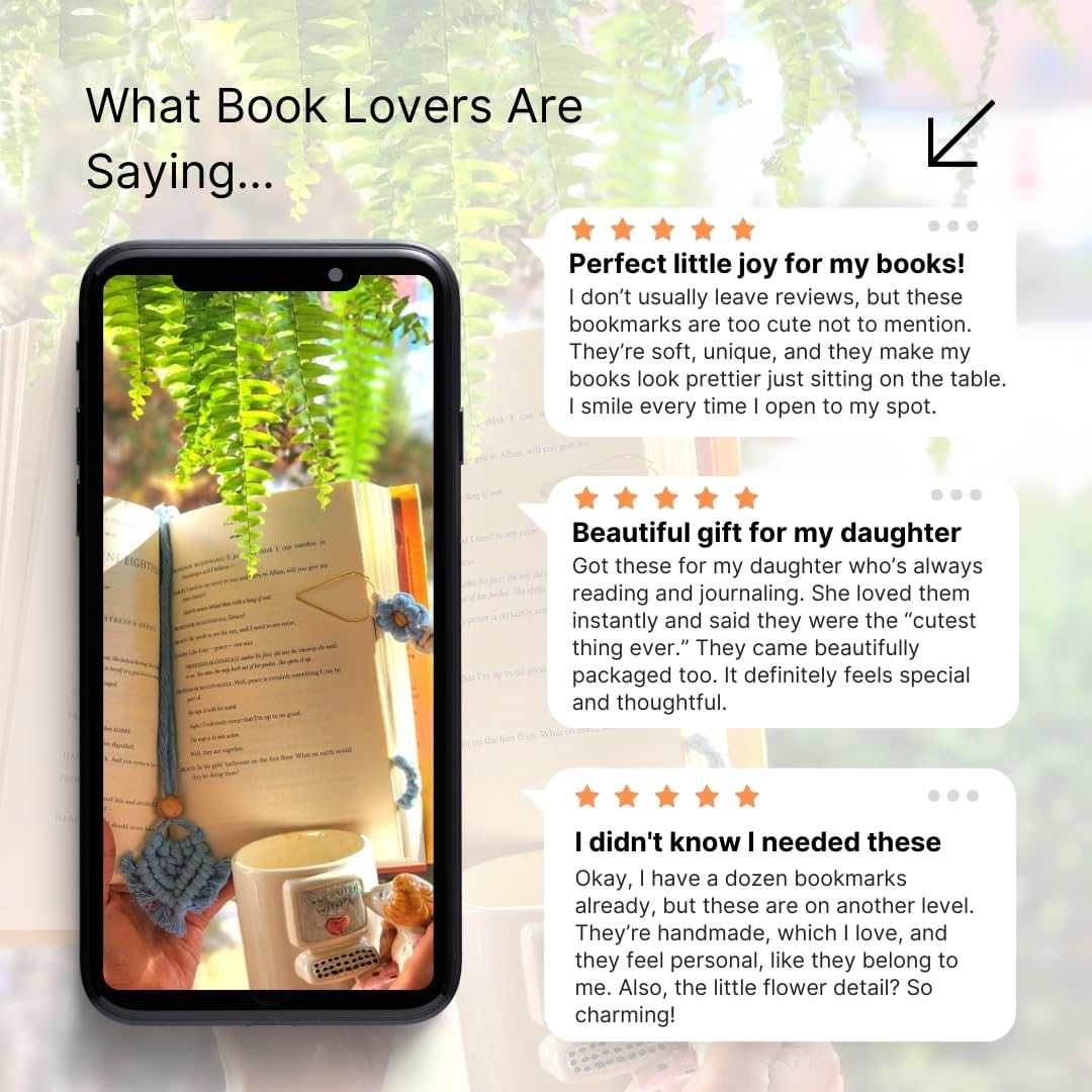 Set of 3 Whimsical Bookmark | Book tabs Classroom Must Haves Crochet Flower Bookmark Paper Clips Bullet Journal Tassels for Bookmarks Cute Things Teacher Must Haves