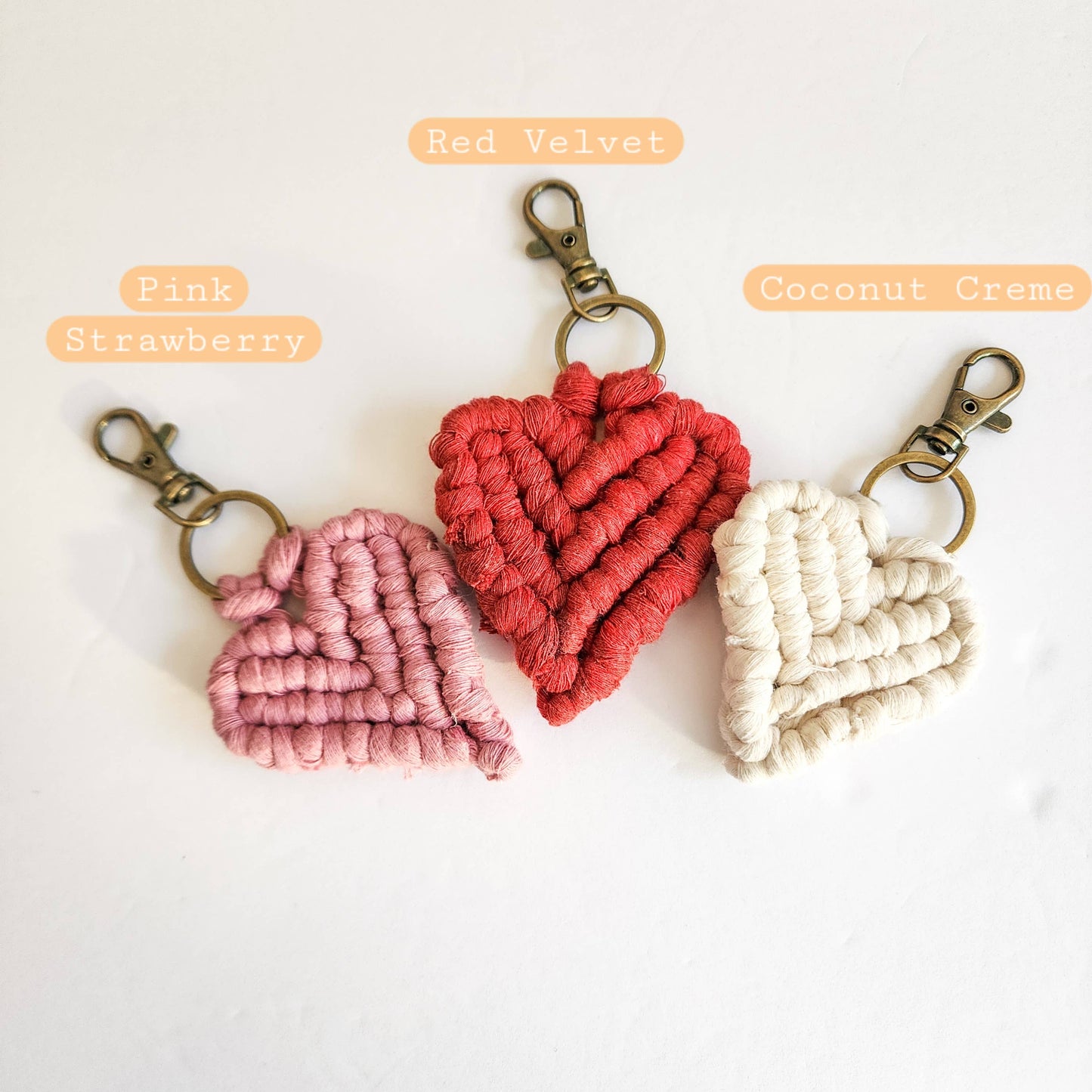 Handmade Boho Macrame Heart Keychain – Valentine's Day Gift