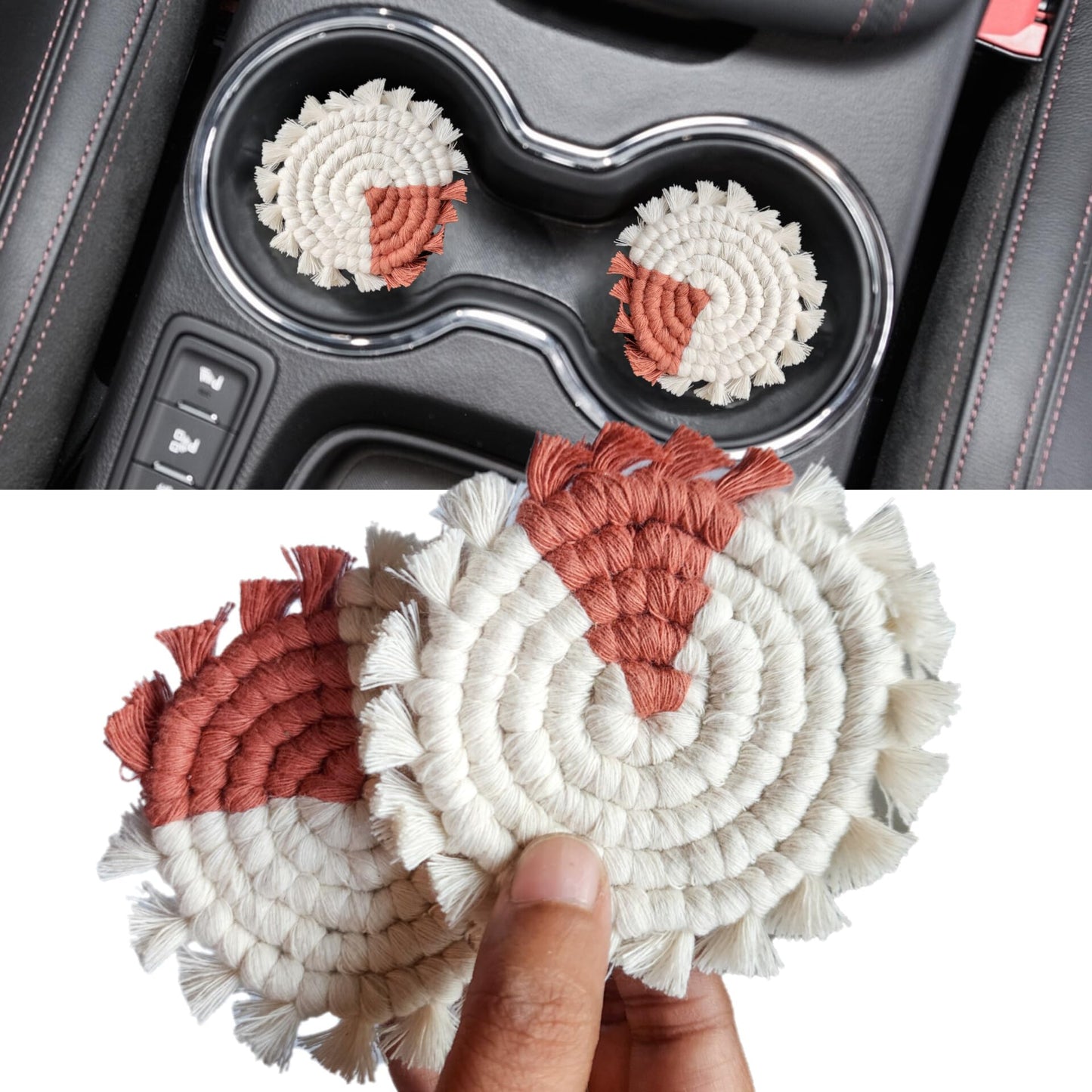 Cotton Car Coasters 2pc Car Cup Coasters Cute car Accessories for Women car Coaster for Cup Holders (Blue Lagoon)