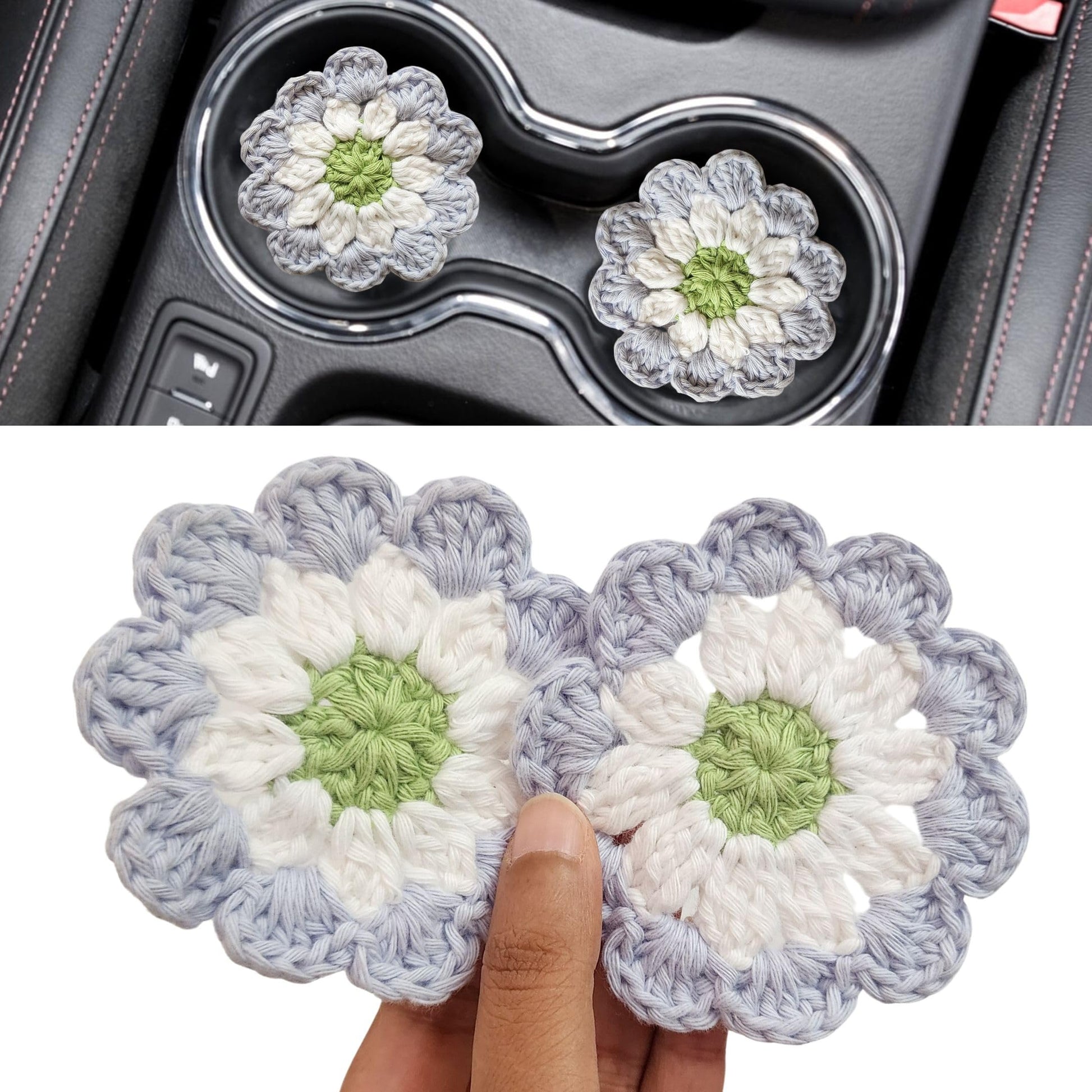Cotton Car Coasters 2pc Car Cup Coasters Cute car Accessories for Women car Coaster for Cup Holders (Caramel Petal)