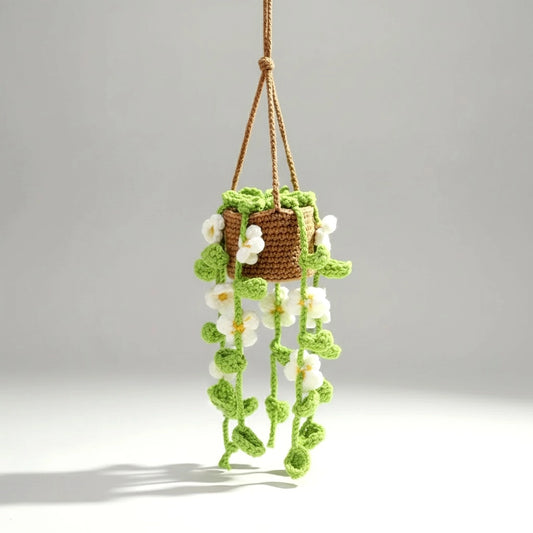 Crochet Hanging Plant with Flowers | Pack of 3 - $10 each | WHOLESALE