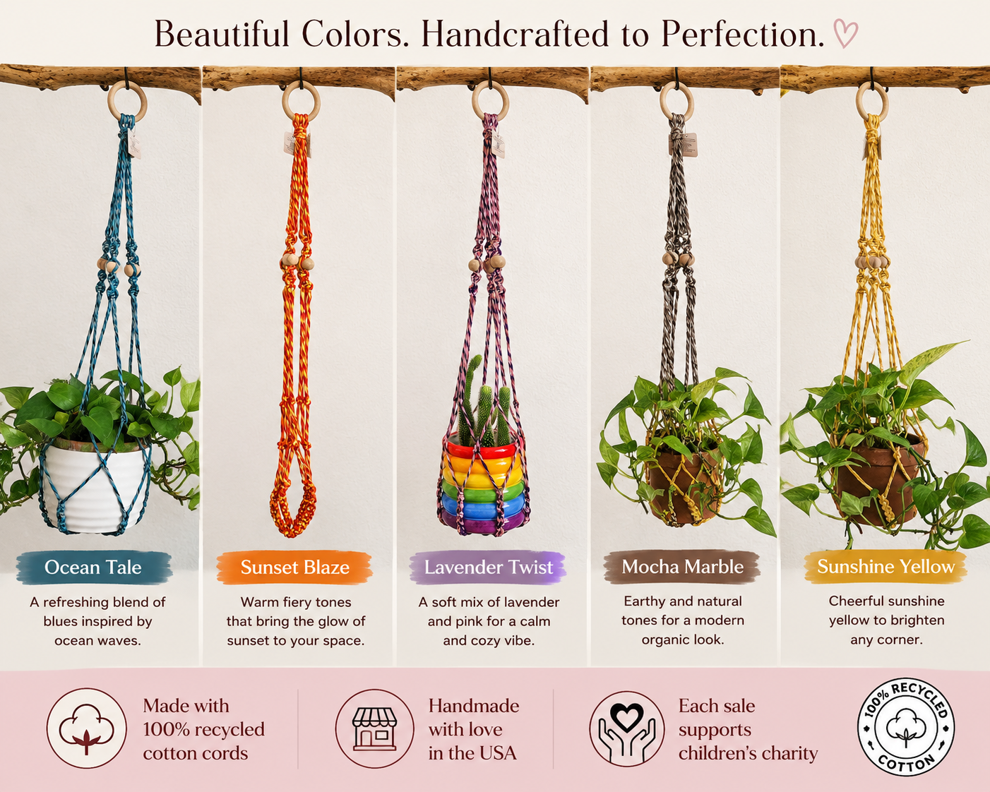 Twisted Harmony Macrame Plant Hanger| Pack of 5 - $10 each | WHOLESALE