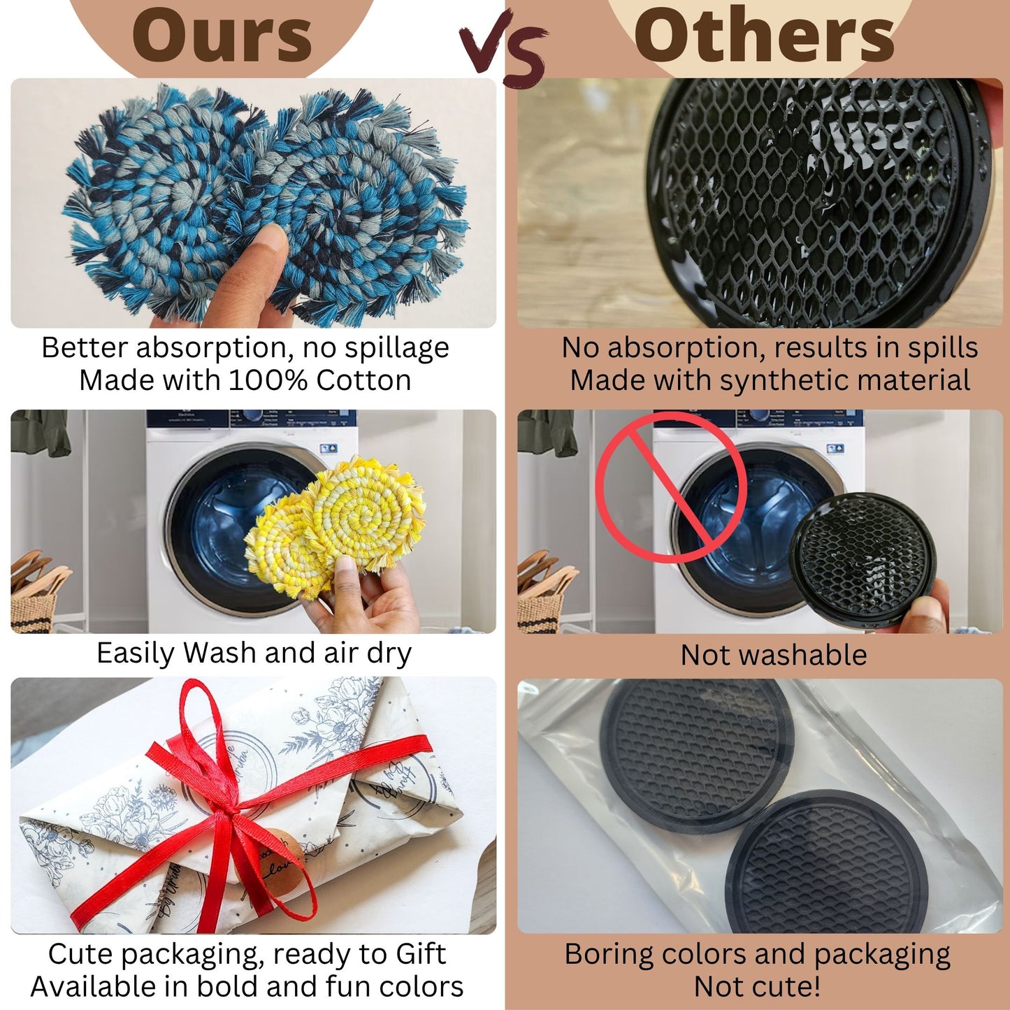 Cotton Car Coasters 2pc | Washable Multicolor Handmade Macrame Car Accessories for Women