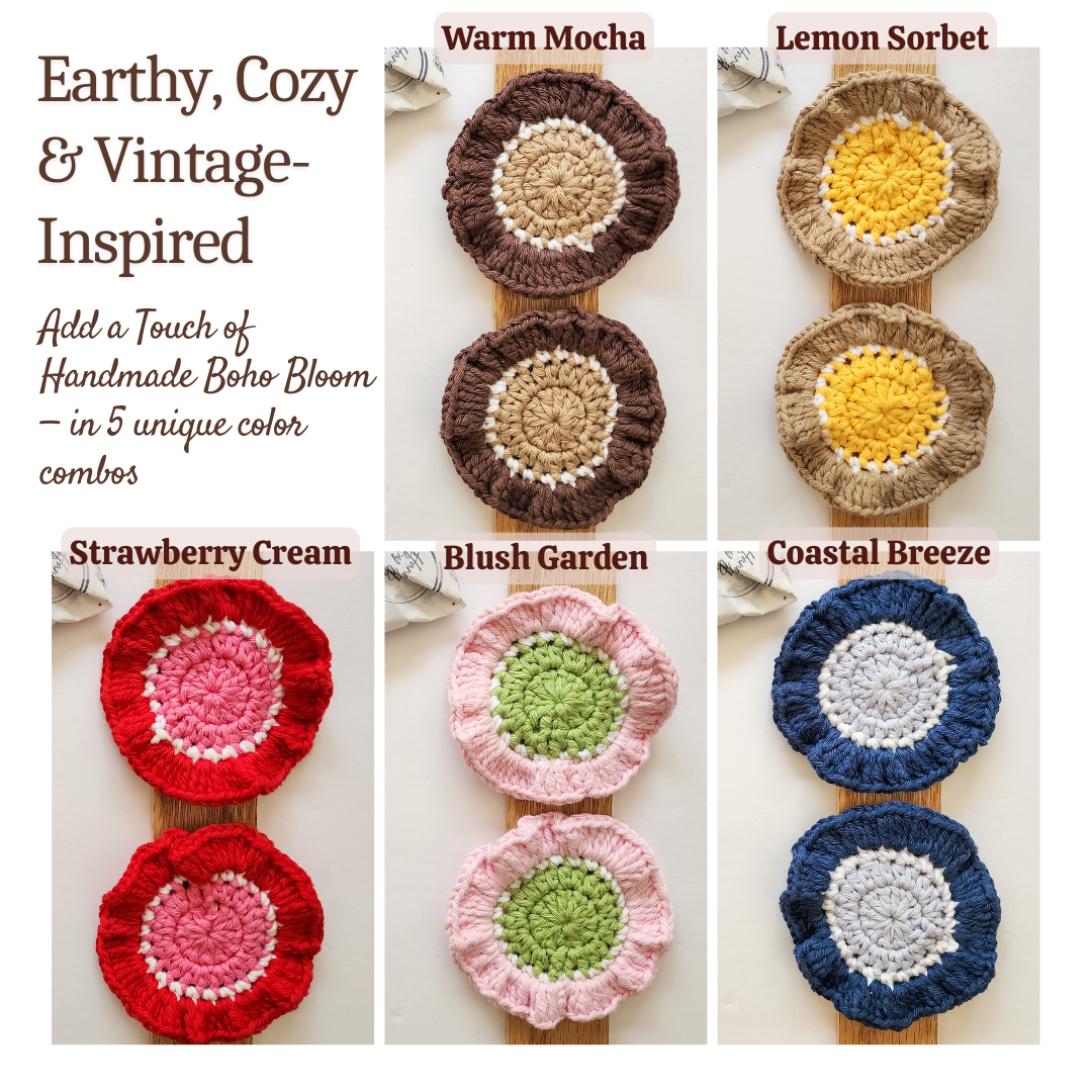 Cotton Car Coasters 2pc | Washable Handmade Ruffled Crochet Car Gift