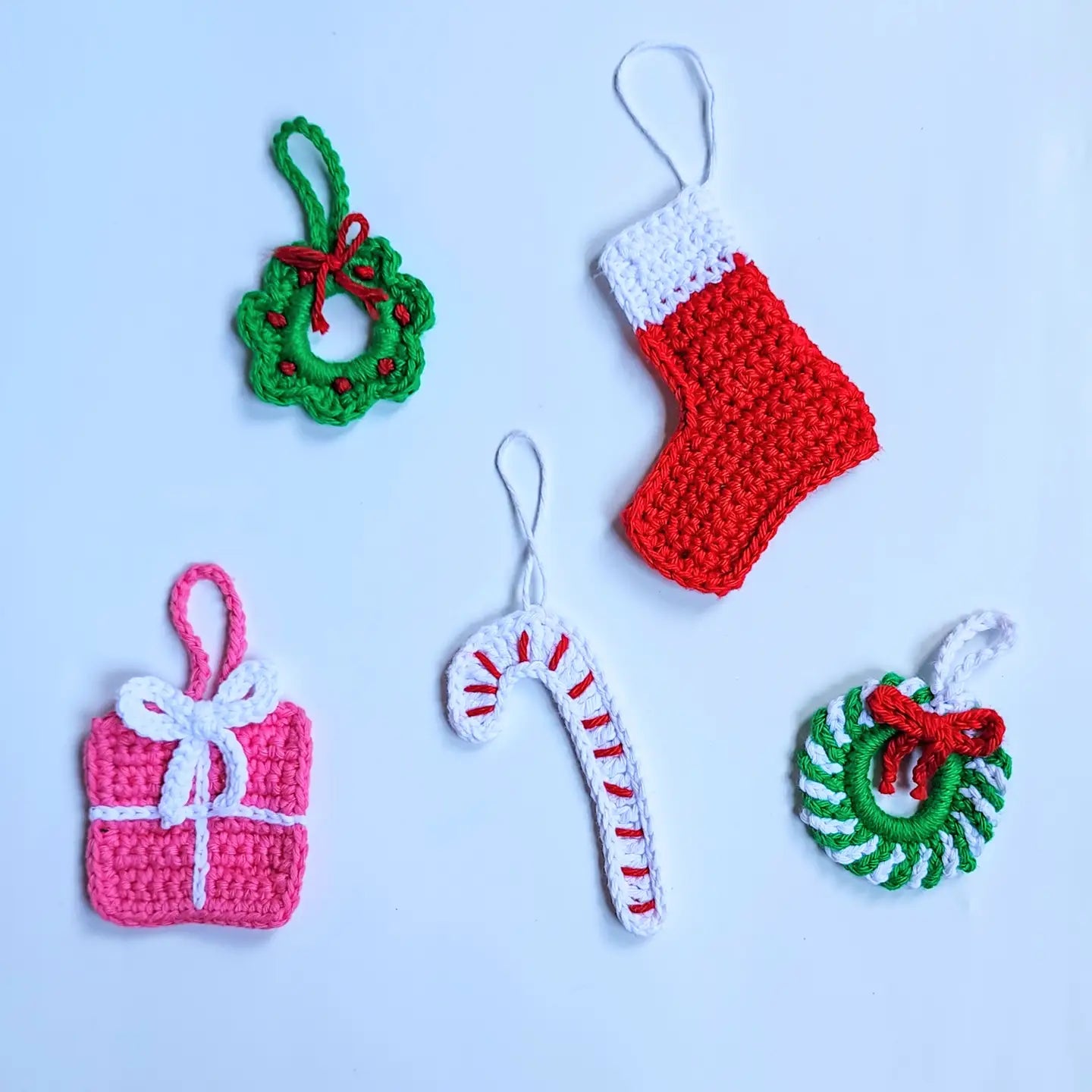 Crochet Christmas Ornament Gift Set | Eco-Friendly Holiday | Pack of 5 - $5 each | WHOLESALE